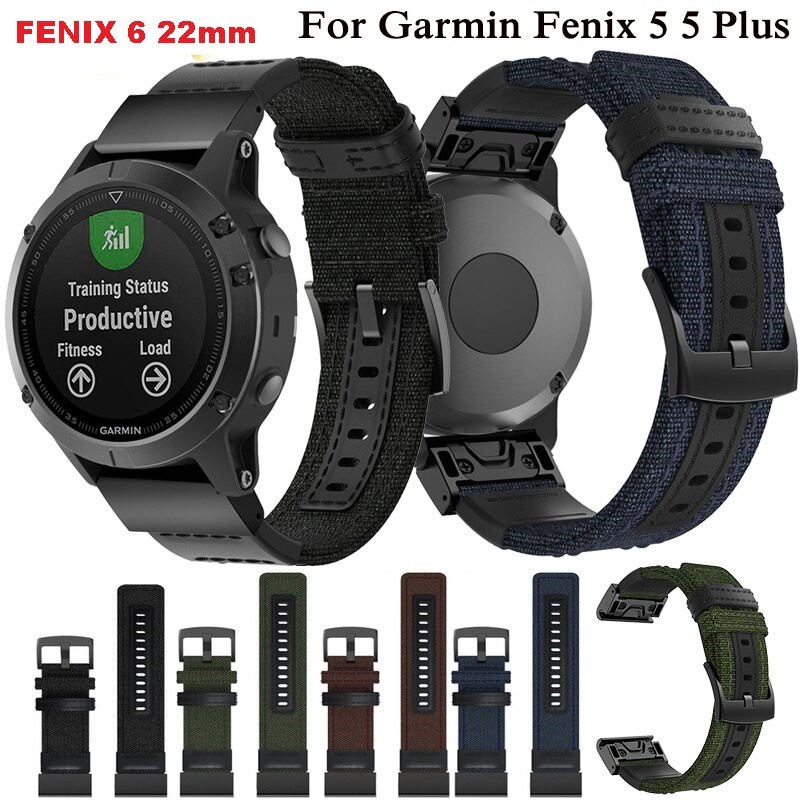 Nylon Woven Garmin Fenix 5 Plus 6 strap tali jam band canvas 22mm 945