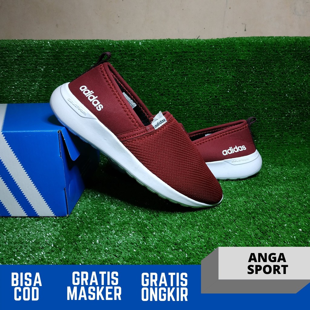 SEPATU WANITA SLIP ON ADIDAS NEO CLOUDFOAM RACER HITAM ABU SEPATU CASUAL MADE IN VIETNAM PREMIUM