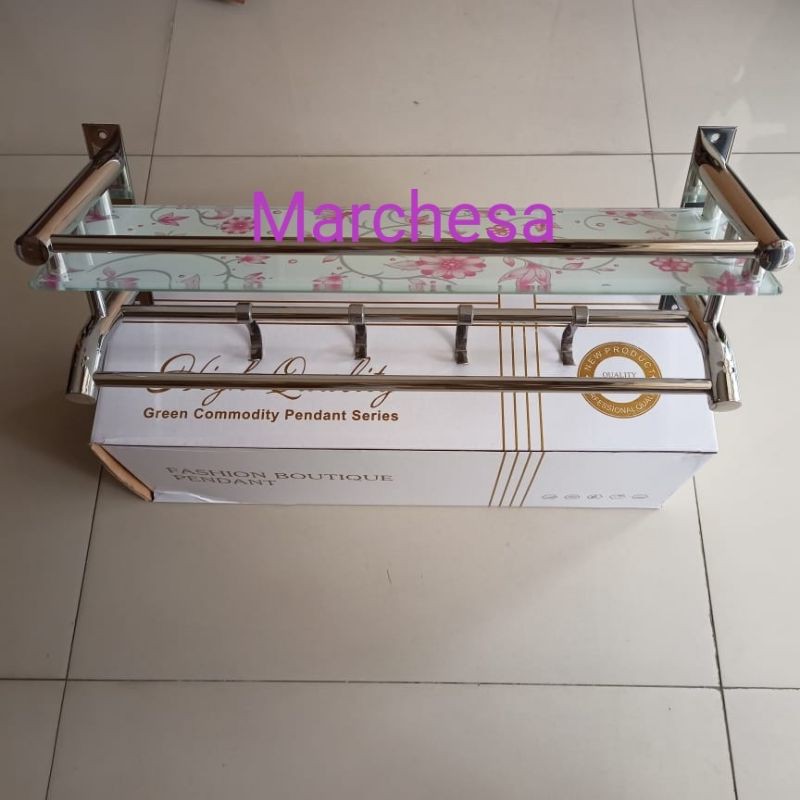 Rak Sabun Dan Rak Dapur Single 5204 Stainless Steel Dan Kaca