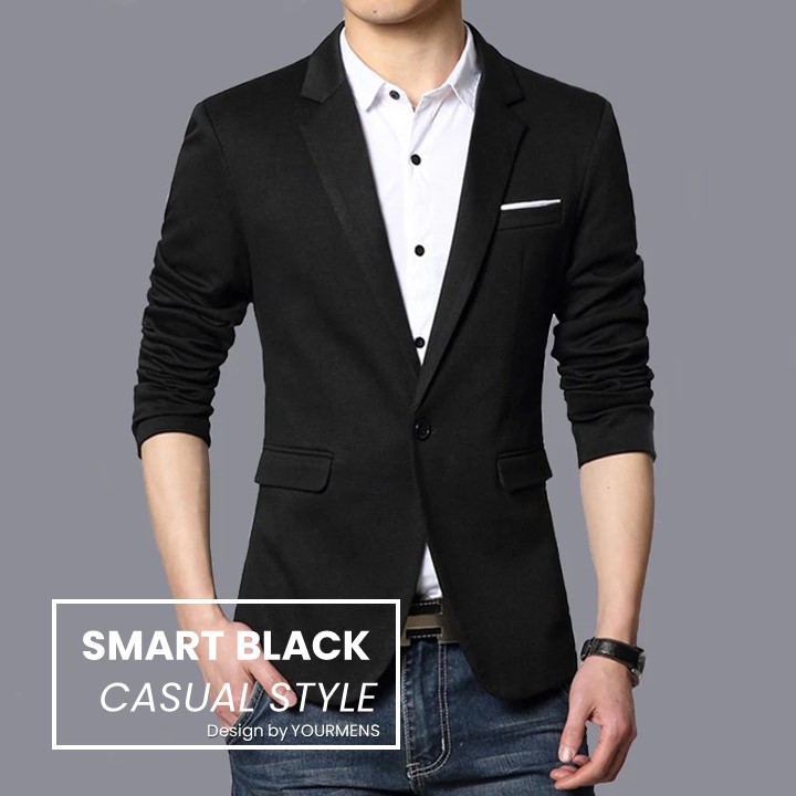 BLAZER PRIA SLIMFIT SMART CASUAL SUPER BLACK STYLISH FIT TWIST PREMIUM