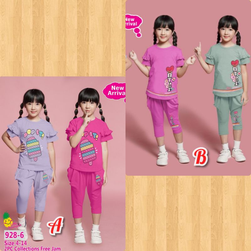 Setelan anak LITTLE PINEAPPLE Motif BTS 4-9thn