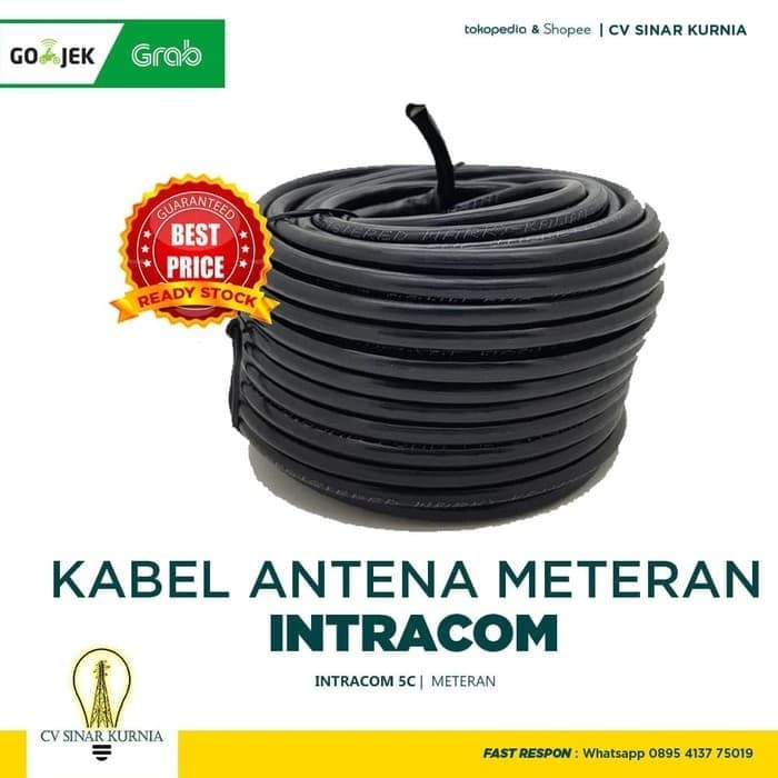 KABEL ANTENA INTRACOM METERAN TV PATEN 5C RG6 HITAM 1 ROLL 100Y