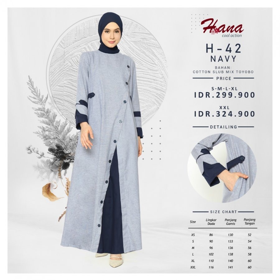 Endomoda Gamis HANA 42 Bahan COTTON SLUB MIX TOYOBO Dress OOTD Kece Muslimah Terbaru