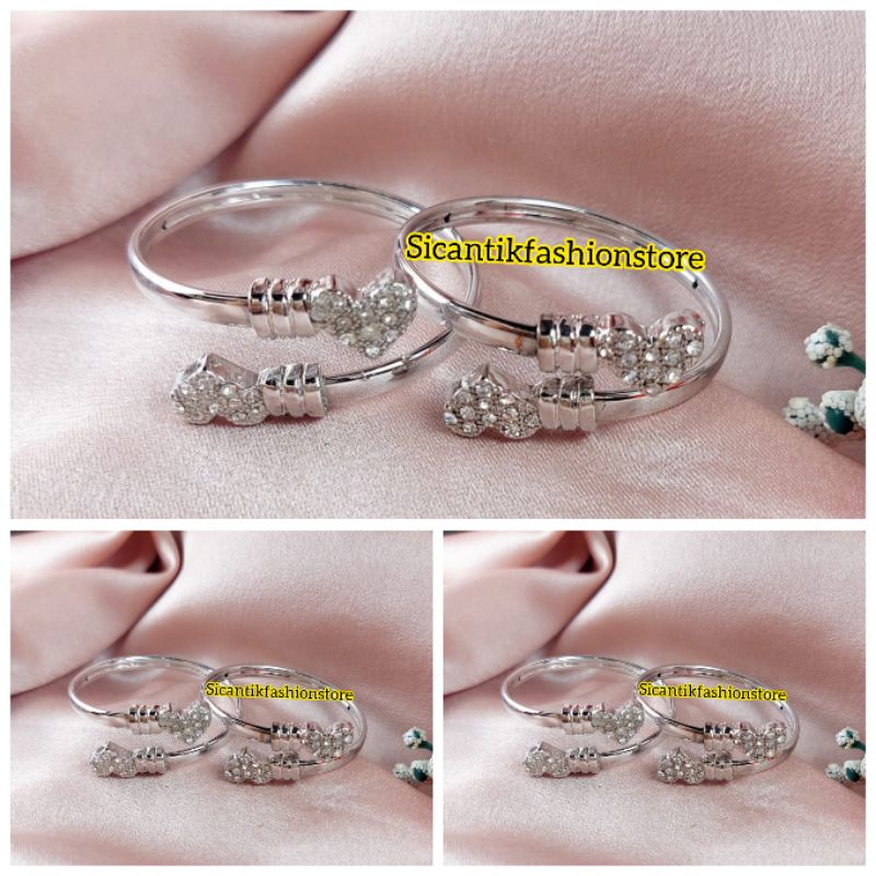 Gelang Titanium Anak Silver Motif Love Terbaru Terlaris Anti Karat Tidak Luntur Gelang Anak Kekinian Mewah Terbaru