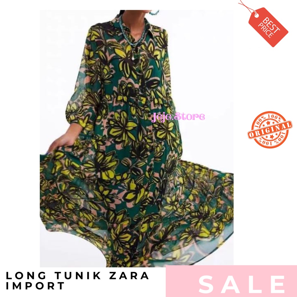 Murah Baju Wanita Long Tunik Zara Katun rajut / nyaman di pakai tebal Bahan Katun Rajut premium