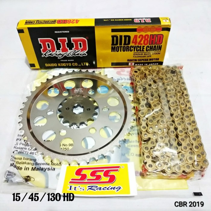 Gear Set SSS CB150X CB150R CBR150R Lubang Baut 6 Rantai DID HDS 130L Gold 428