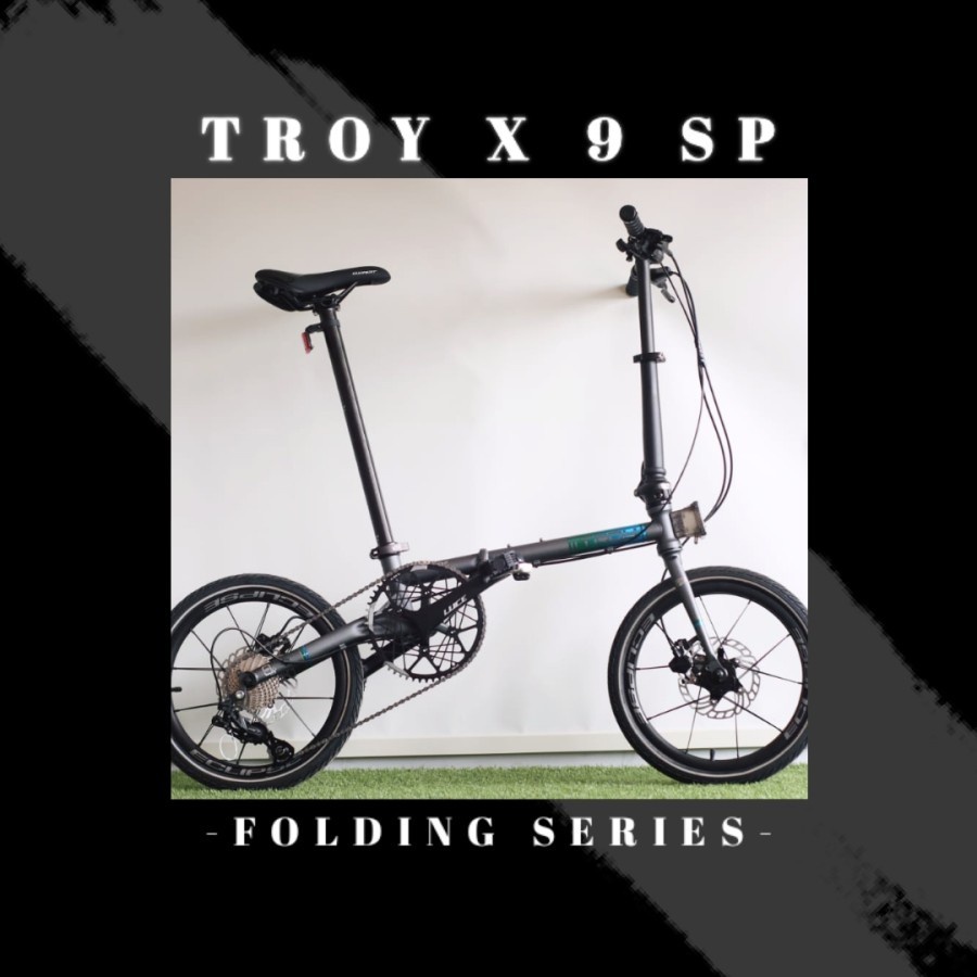 Sepeda Lipat Element Troy X9 Speed Sensah Frame Chromolly Resmi Garansi Original SNI COD-Grey