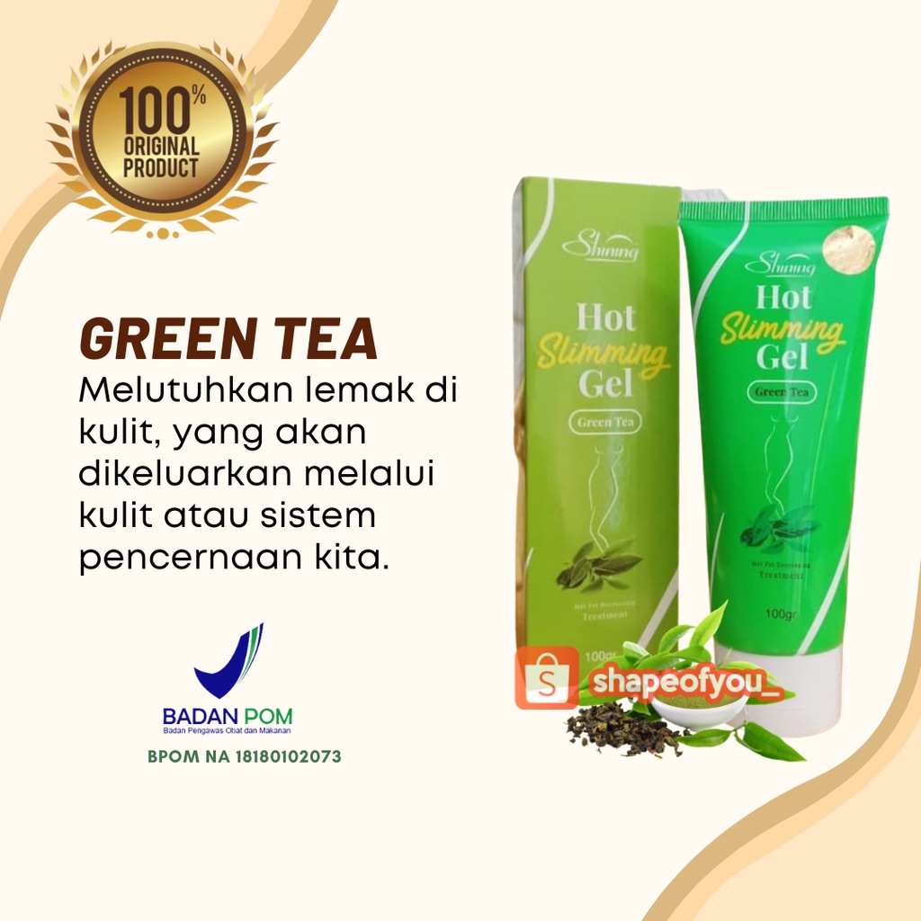 Pelangsing Tubuh Badan Perut Buncit Paha Lengan Slimming Hot Gel Krim Greentea Chili Ginger Original