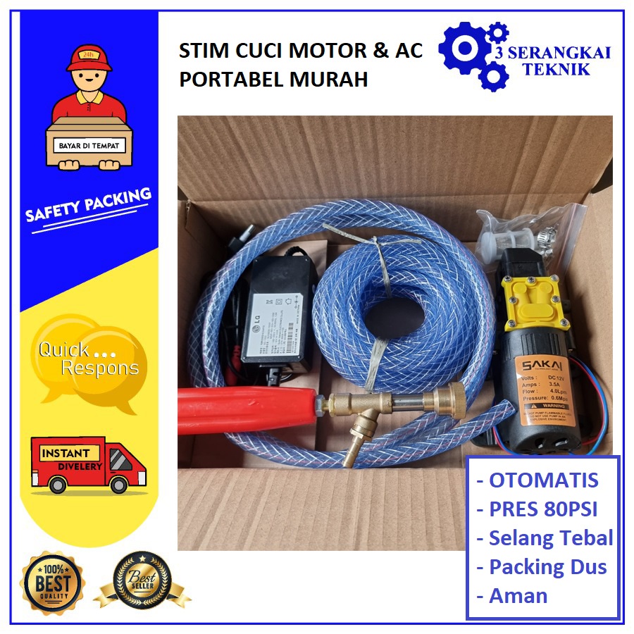 Alat Cuci Stim Motor AC Mobil Mesin Steam Power Sprayer Portable 80+3