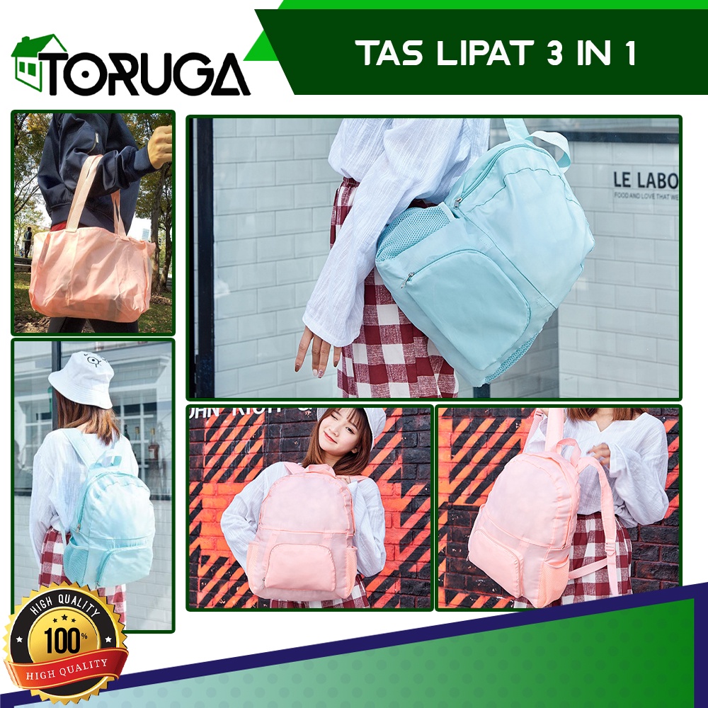 TAS RANSEL LIPAT 3in1 ANTI AIR FOLDABLE SLING BAG BACKPACK WATERPROOF