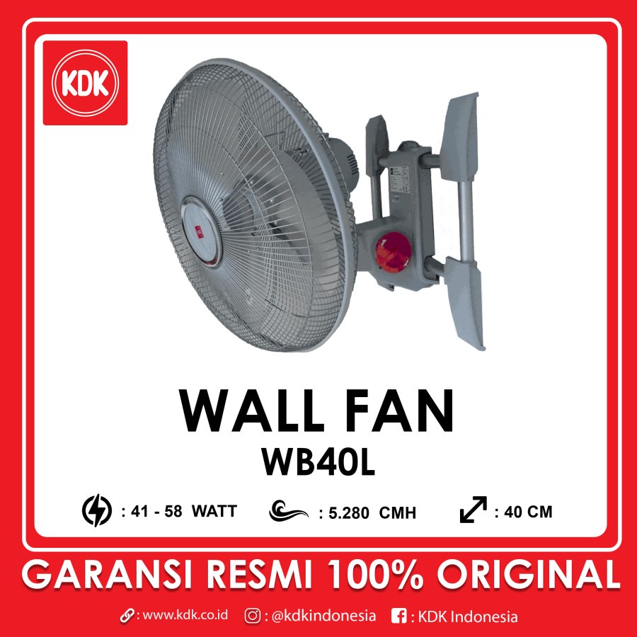 Desk Fan KDK WB40L / Wall Fan KDK WB 40L / Kipas Besi Typhoon KDK 16&quot;