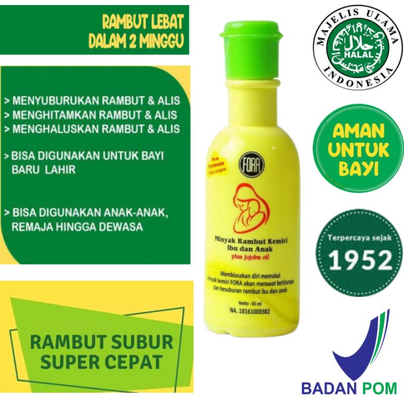 Minyak Kemiri - penumbuh rambut - Penebal Alis - Penebal Rambut - Fora Jojoba Oil