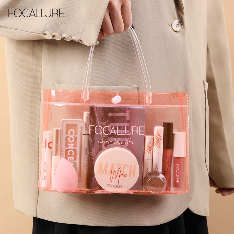 Focallure PVC Pink Handbag Cosmetics Waterproof PVC Travel Cosmetic Pouch Transparant Focalure Fucallure Focalure Foccalure