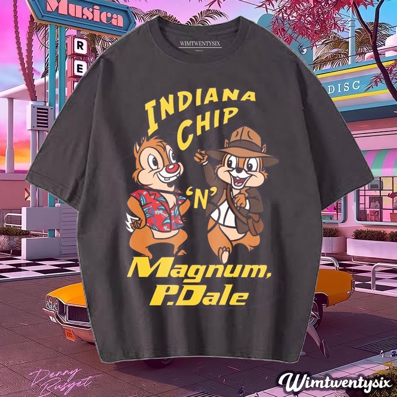 KAOS INDIANA CHIPS VINTAGE TEE (OVERSIZE DARK GREY T-SHIRT)