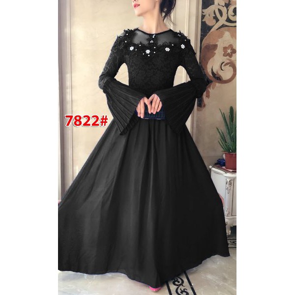 unix  dress pesta wanita-maxi dress import cewek casual-long dress brukat trompet-gaun pesta
