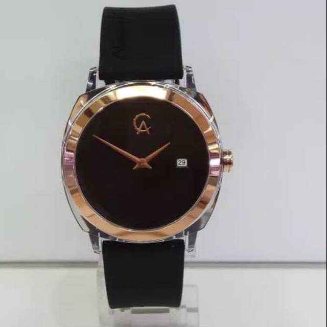 JAM TANGAN WANITA ALEXANDRE CHRISTIE AC 2763 BLACK ROSE GOLD RUBBER ORIGINAL