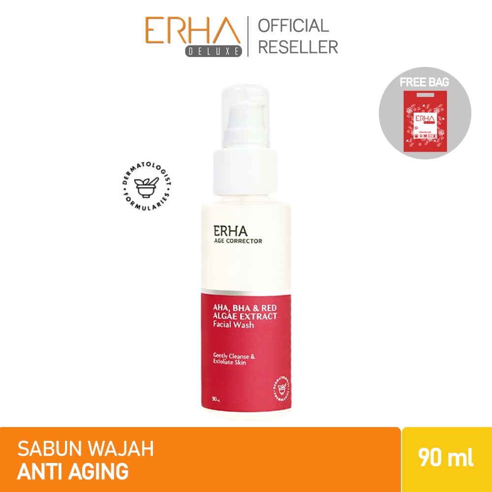 ERHA Sabun Wajah Anti Aging Age Corrector Facial Wash AHA, BHA &amp; Red Algae Extract 90ml