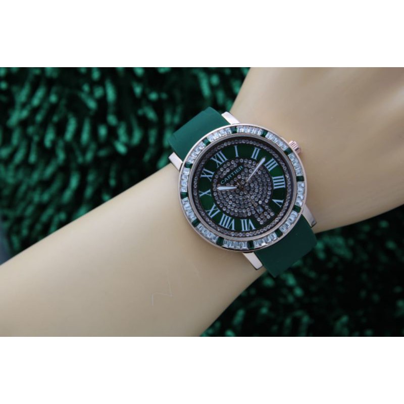TERJAMIN Hight Quality Jam Tangan Wanita/Cewek Cartier Diamond Premium Rubber Jam Tangan TERLARIS