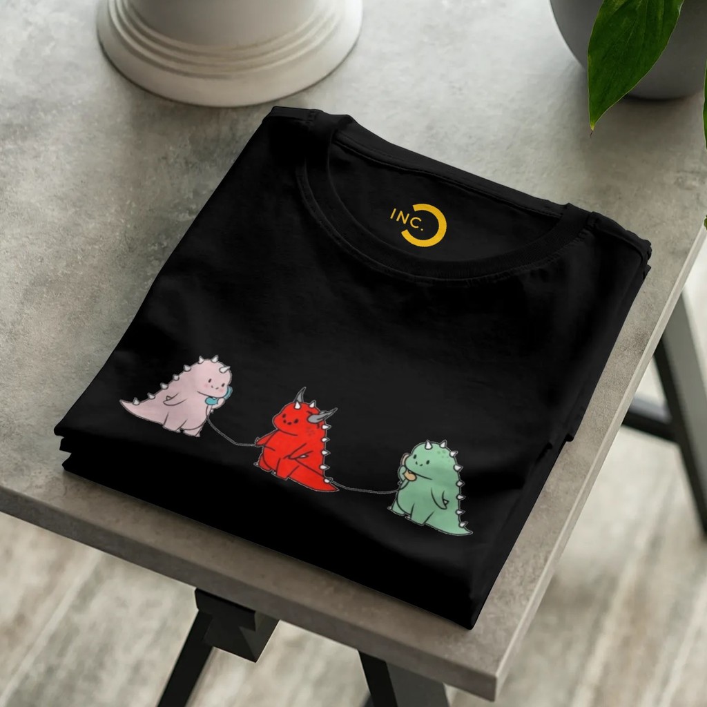 Kaos Dino Tiktok Viral Lucu Dewasa dan Anak Cotton Combed 24s Premium Bisa Upgrade Lengan Panjang