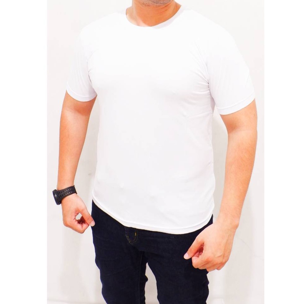 Baju fitnes gym pria polos putih Kaos Olahraga Pria