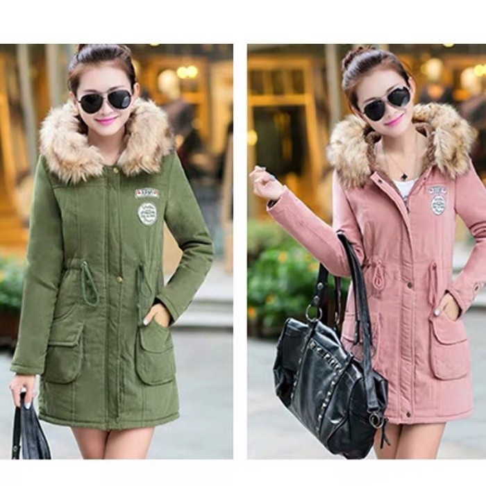 Jaket Parka Bulu musim dingin wanita Winter Jacket Coat women with Hoodie