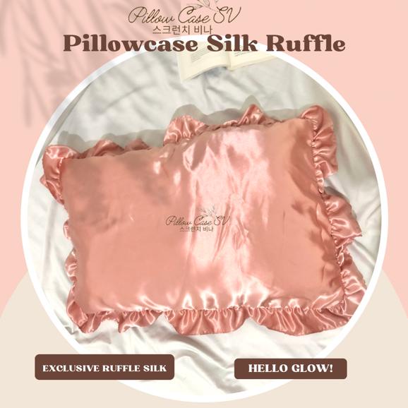 SARUNG BANTAL SILK RUFFLE SV / SARUNG BANTAL SATIN RUFFLE / SARUNG BANTAL SATIN SILK RUFFLE / SARUNG BANTAL RUFFLE / PILLOWCASE SILK RUFFLE