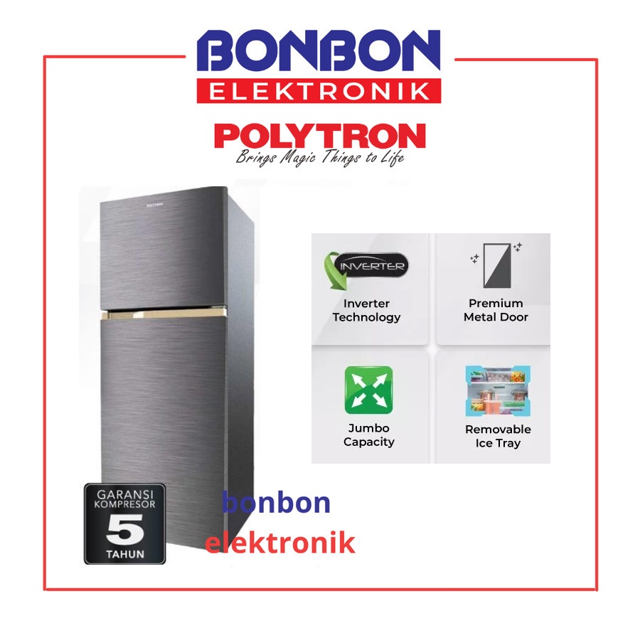 Polytron Kulkas 2 Pintu Jumbo Metal 240L PRW 256Y / PRW 256 Y / PRW256Y INVERTER
