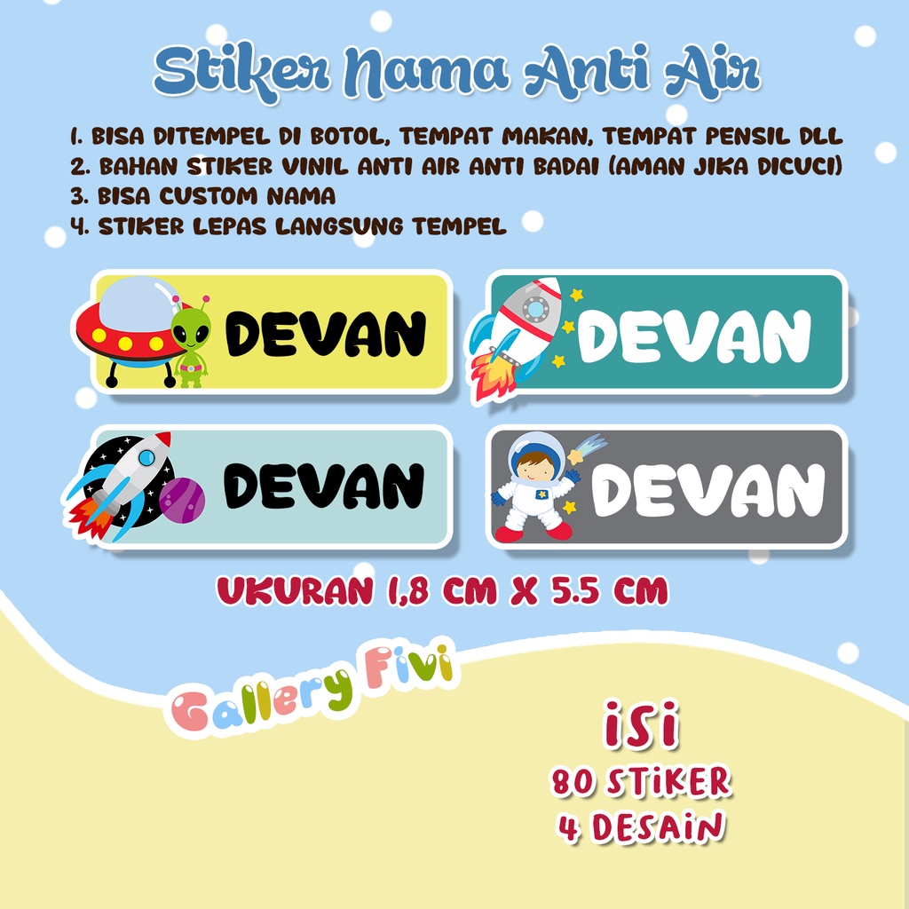 

[GALLERYFIVI] STIKER NAMA ANAK LUCU CUSTOM MURAH ANTI AIR