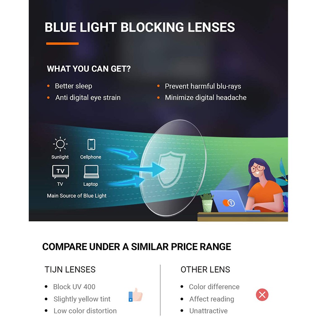 Kacamata Photochromic Anti Radiasi Warna Biru Untuk Pria/Wanita