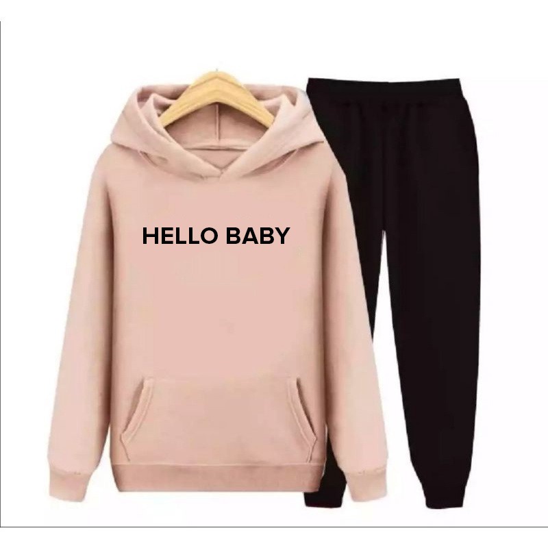 Setelan Sweater Hoodie Anak HELLO BABY Size M