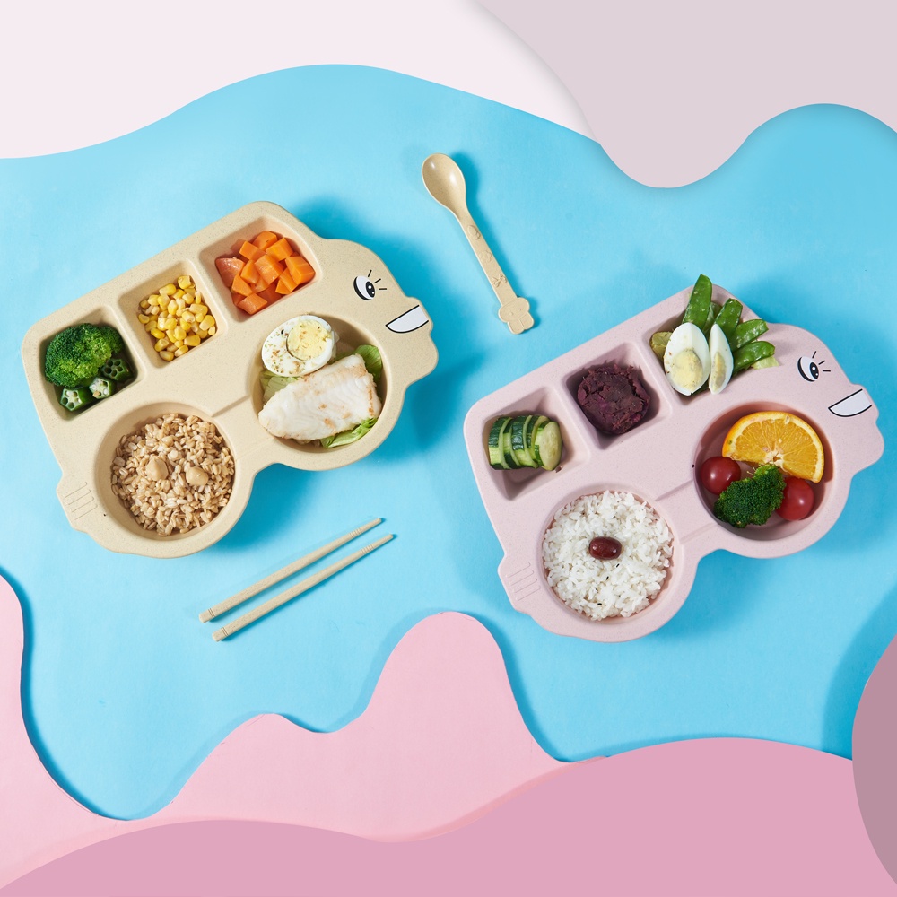 Harga Piring Makan Anak dengan Sendok Garpu Sumpit Karakter Mobil Bus