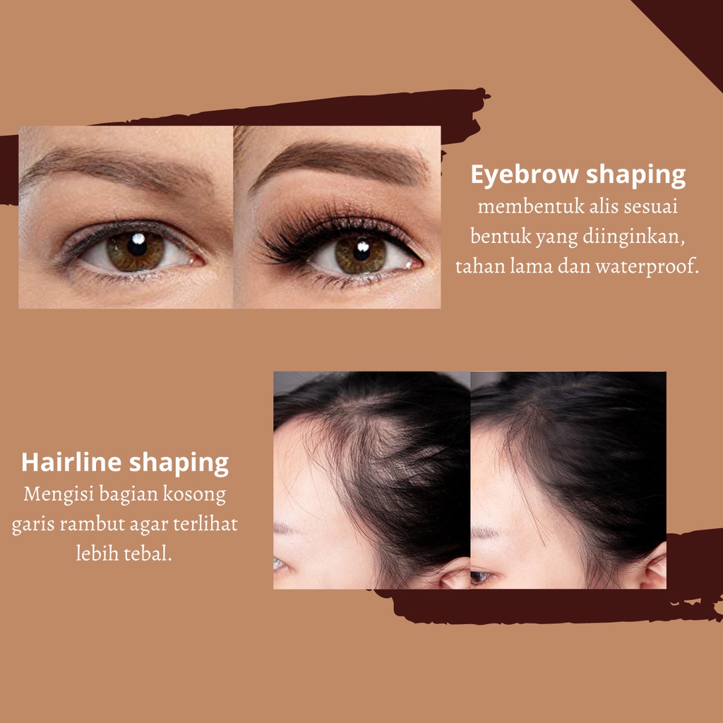 [BPOM] FEALI Eyebrow Powder Cetakan Alis Original Shaping Eyebrow Stamp Alis Stempel Alis Instan Hairline And Waterproof With 10 Model Cetakan Alis Reusable And 2 Eyebrow Pen Brusheup Image 3