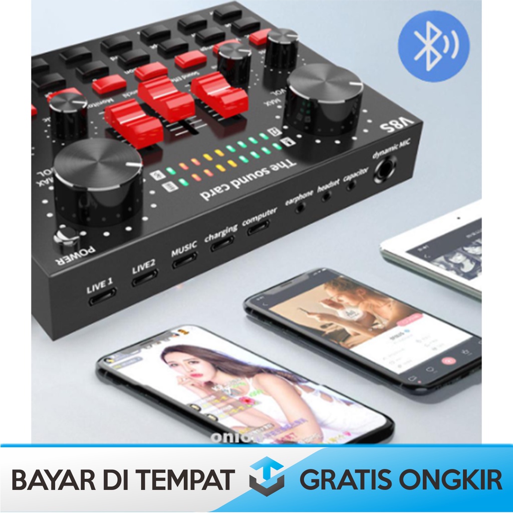 PAKET LENGKAP SOUNDCARD V8 PLUS ORI TAFFWARE V8S BLUETOOTH USB MURAH