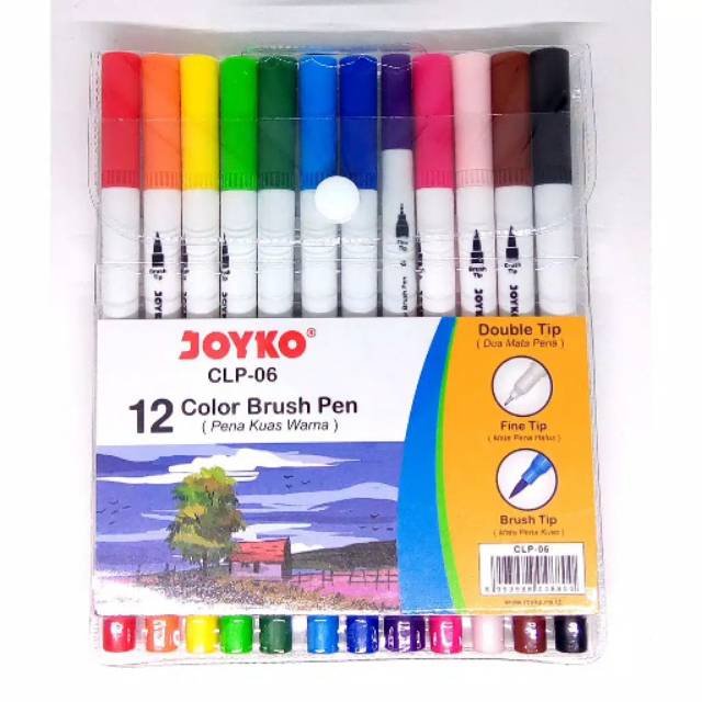 Pulpen Kuas Warna Joyko/Color Brush Pen CLP-06 12 Warna