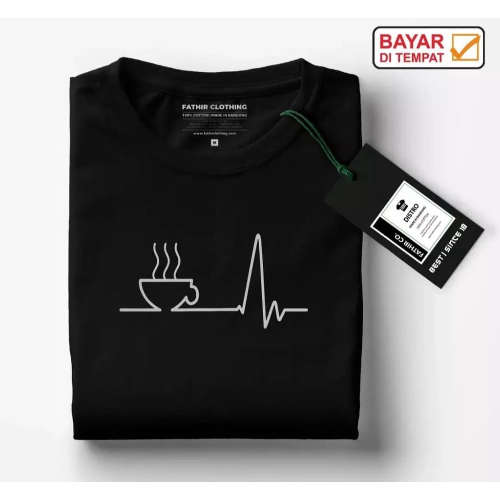 GET ID KAOS KOPI / Kaos Distro  Cotton Combed 30S PremiuM Tshirt Pria Distro Baju Oblong Bandung Kat