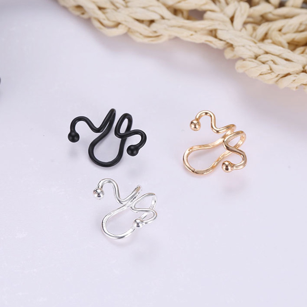 Hu Hu Hu Hu Hu Alat Bantu Pasang Kacamata♡ Anting Klip Tanpa Tindik Desain Geometri Simple Untuk Wanita