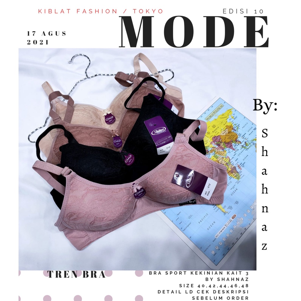 Sport Bra Jumbo Kait 3 / Shahnaz Bra /  Brukat /Non Kawat,busa tipis / shokiawak