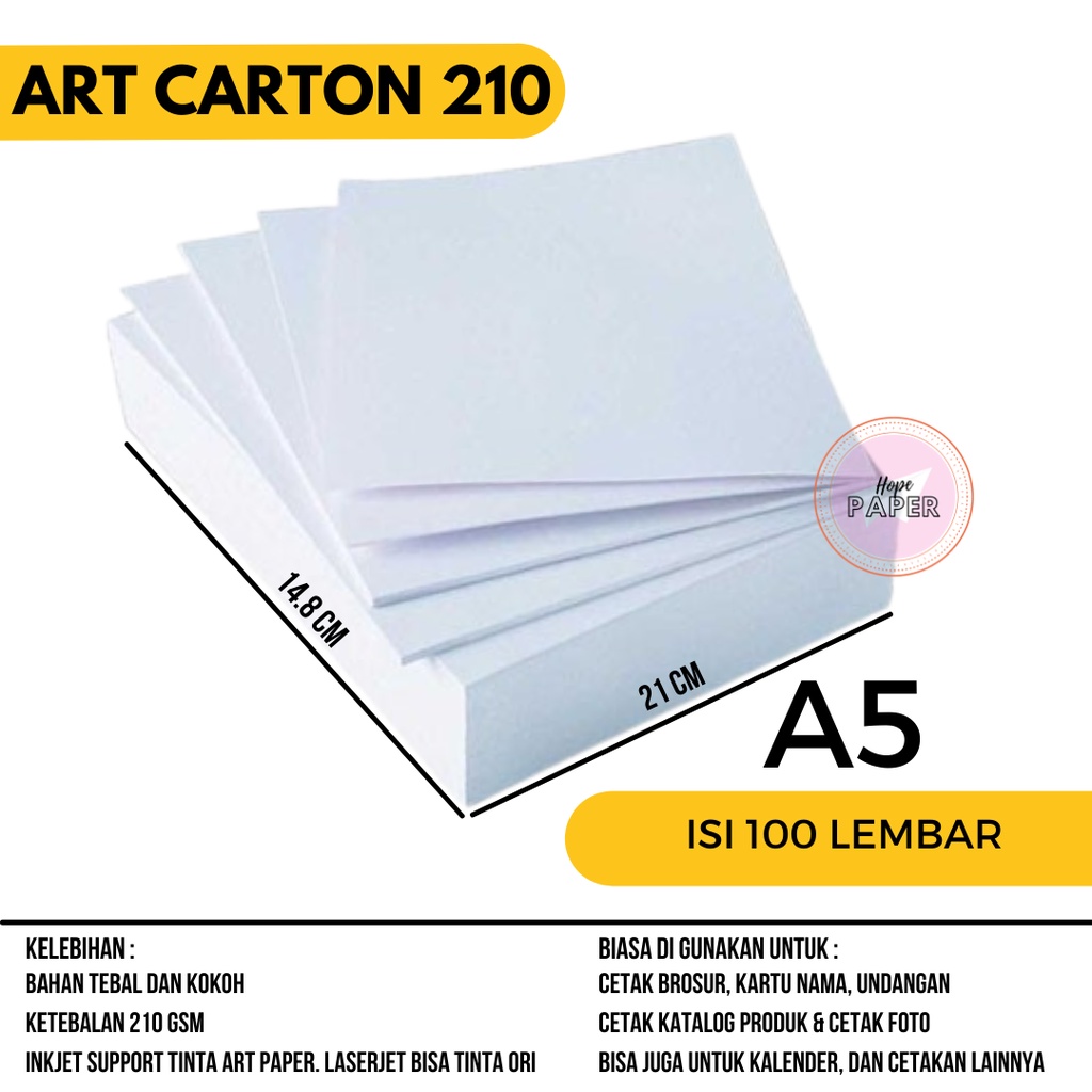 

Art Carton A5 210 gsm isi 100 lembar / Kertas Art Carton A5 / Kertas Karton A5