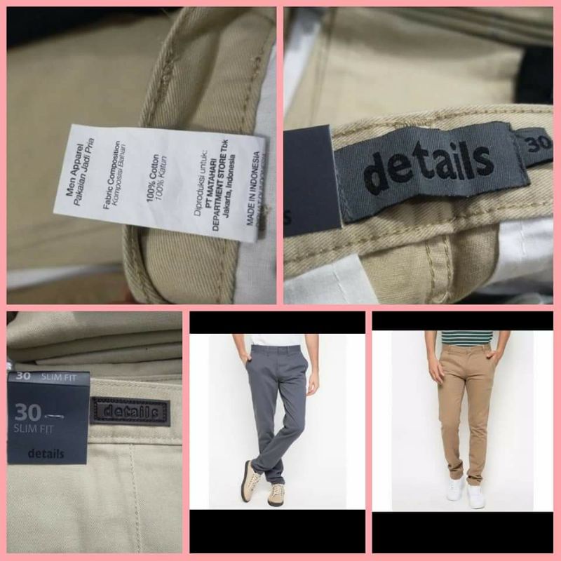 CELANA CHINOS DETAILS SLIMFIT  ( BRAND MATAHARI)