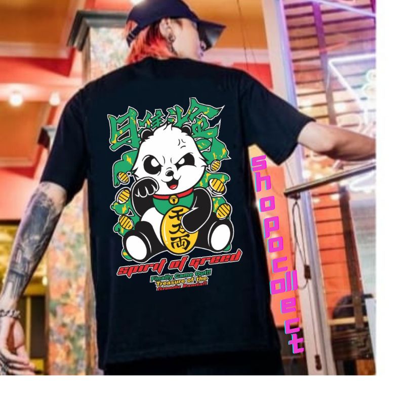 BAJU KAOS DSITRO PREMIUM  PANDA HOKI / BAJU KAOS PANDA / KAOS TSHIRT PRIA / KAOS KEKINIAN / KAOS KARTUN KAOS SAMURAI / shopocollect /