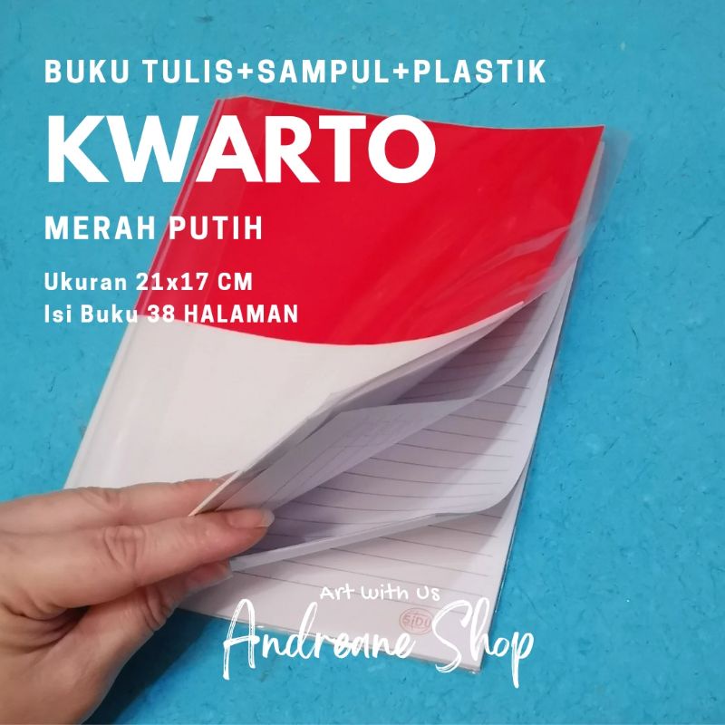 Jual ANDREANE SHOP BUKU TULIS dan sampul MERAH PUTIH ukuran KWARTO isi