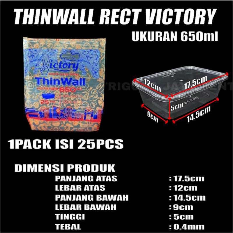 Thinwall Rectangle 200ml 500ml 650ml 750ml 1000ml Per Pack Kotak Makan Persegi Panjang Plastik Var