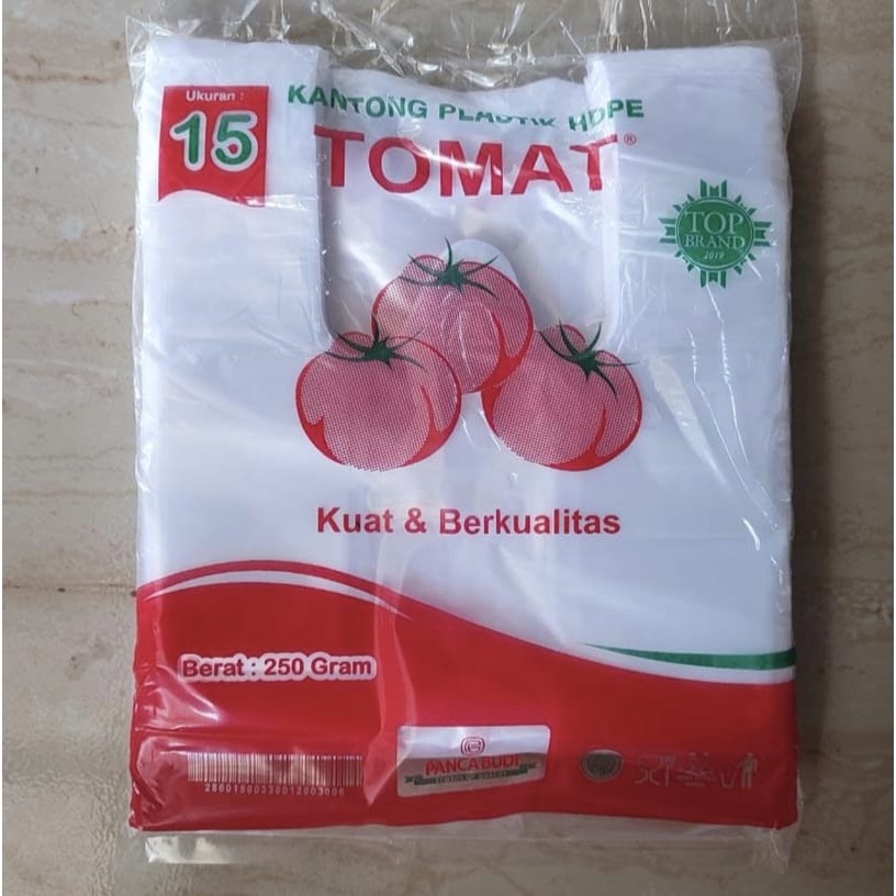 Kantong Plastik/Kresek Bening Panjang HDPE Merk TOMAT Uk 15 isi -+ 110 pcs