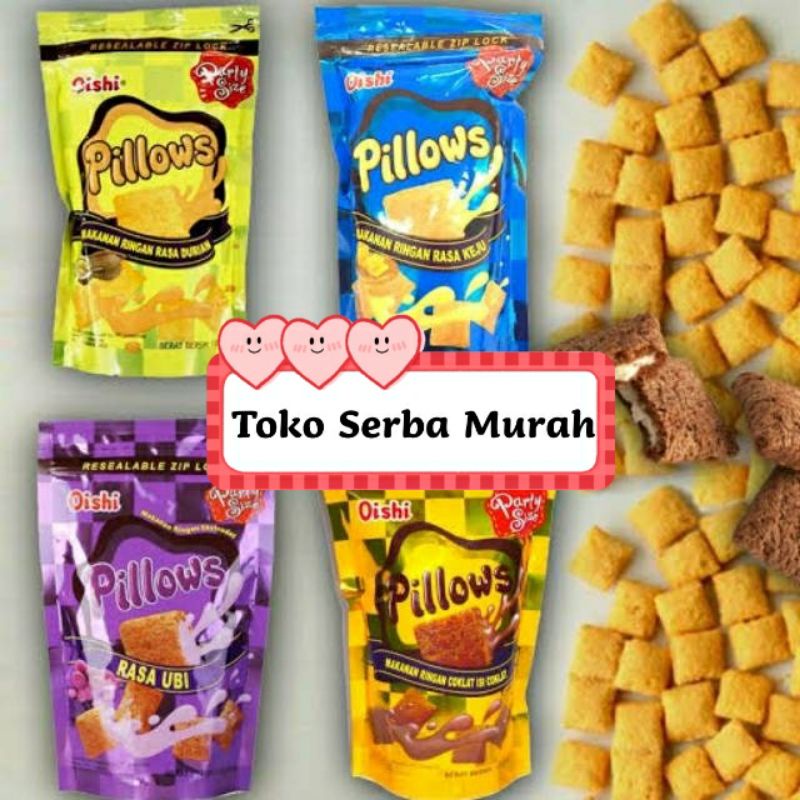 

[Per Pouch] 110gr Oishi Pillows Coklat / Ubi / Durian / Keju / Cocopandan Snack Viral 100gr-110gr Halal MUI