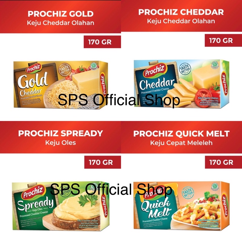 

Keju Prochiz Quick Melt/Gold Cheddar/Cheddar/Spready 170gr