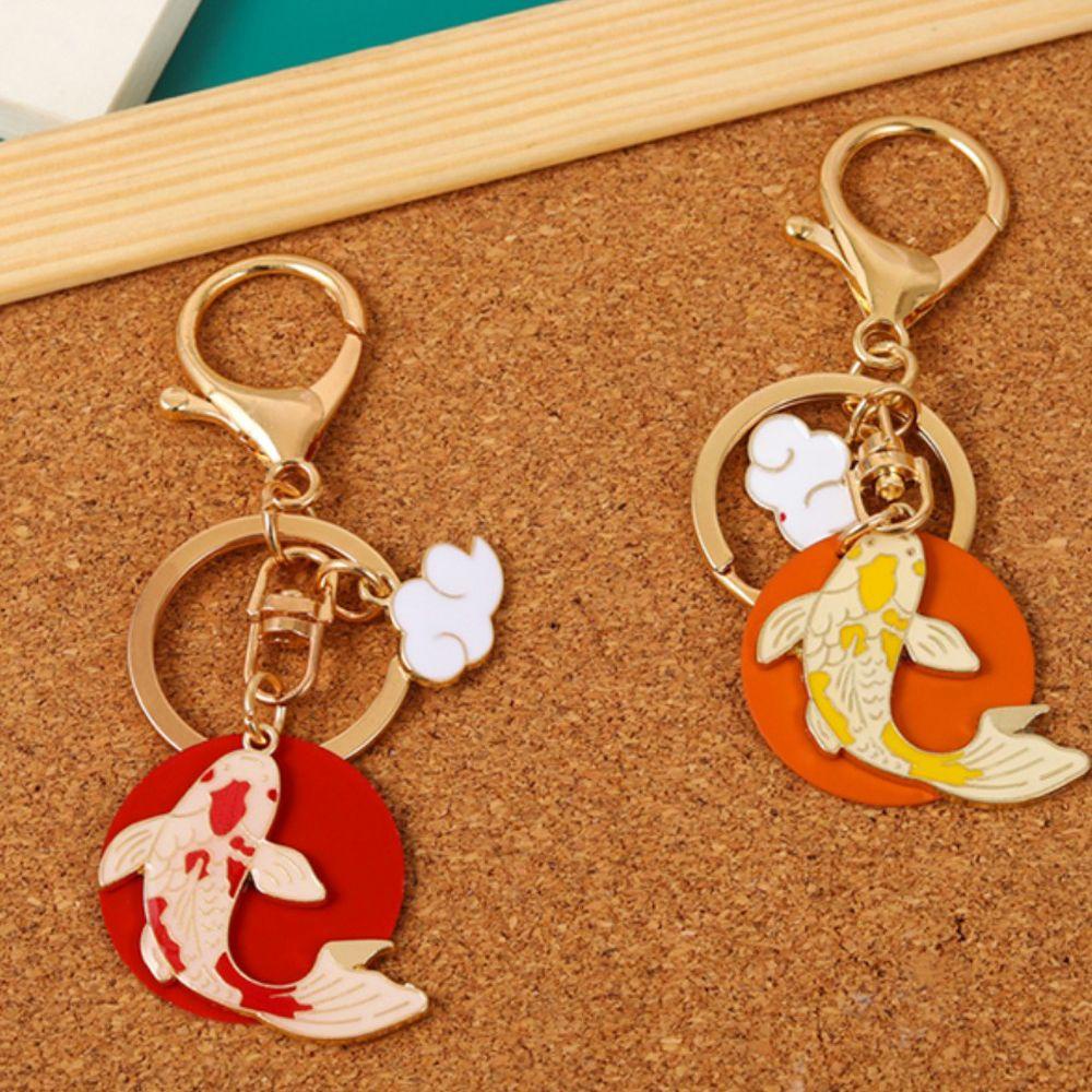 Needway   Koi Gantungan Kunci Lucu Vintage Kreatif Kartun Logam Jepang Key Chain