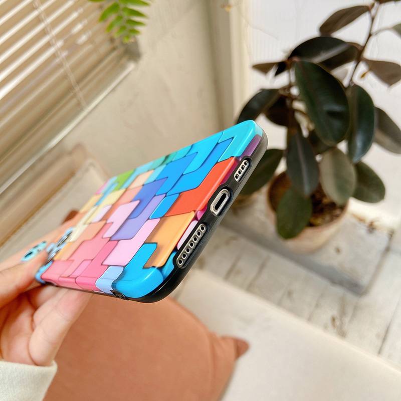 3D Colorful Block Phone Case For iphone 12 Mini 11 Pro Max Fashion Creative SE 2020 7 8 Plus X XR XS Soft Silicone Protect Cover