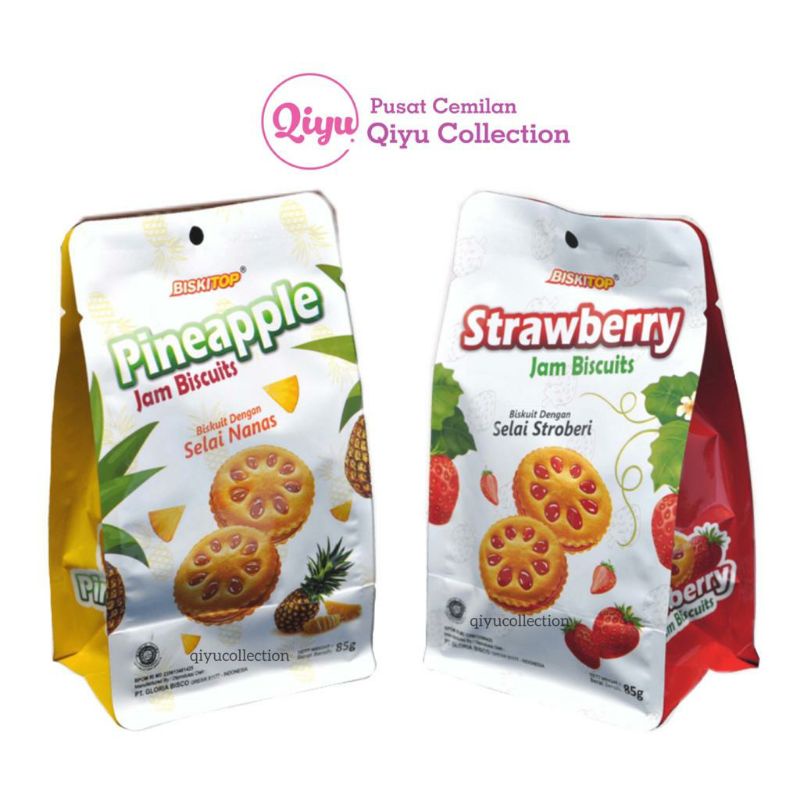 Biskuit Selai Nanas Strawberry - Jam Biskuit Biskitop 85gr - Biskuit Selai Murah