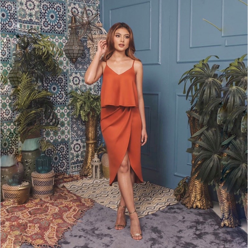 Dress midi wanita wrap dres v neck tank top gaun pesta party kasual formal dress big size jumbo