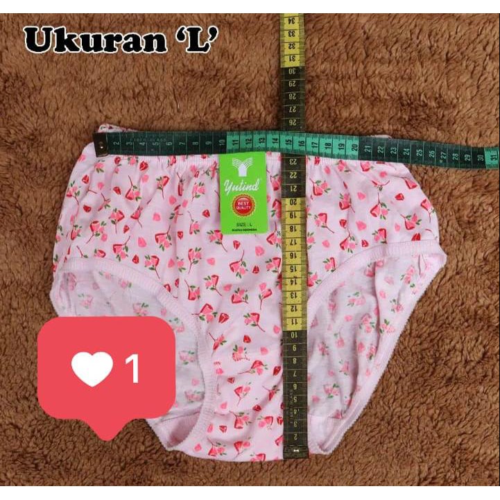 3 PCS Yutind | Celana dalam wanita Dewasa sablon Yutind Karet kerut